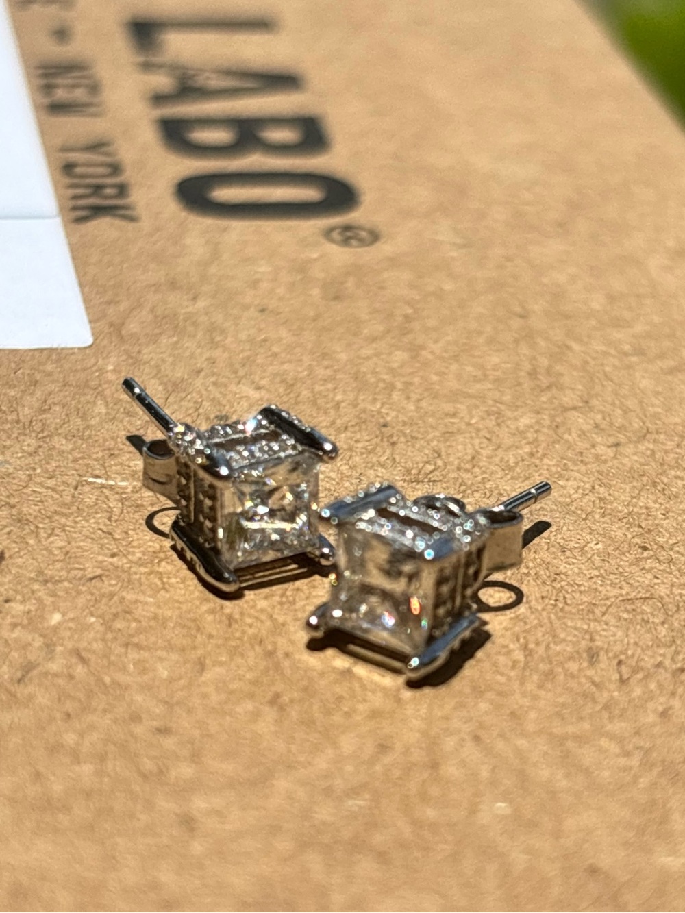 2 CTW Princess Cut Moissanite Earrings NWT & GRA Cards